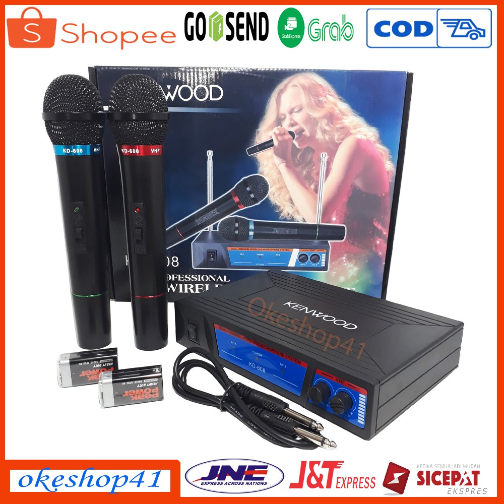 Mic Wireless Double Kenwood KD-608 Microphone / Mikrofon Tanpa Kabel