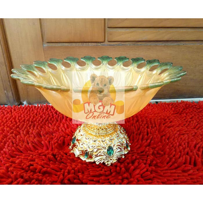 30CM Tempat Buah Emas Gold Akrylic tebal dengan Kaki Emas / Sajian