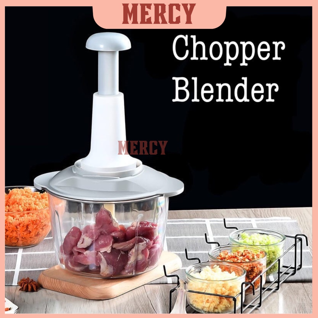 Chopper blender pemotong manual tekan pencacah penggiling daging mixer adonan multi fungsi