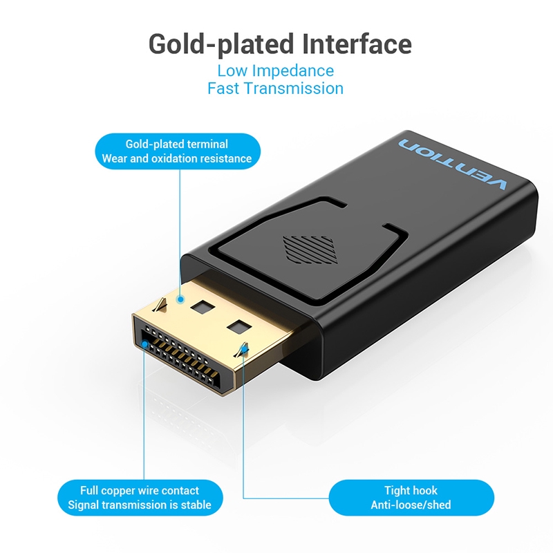 Vention Adapter Konverter Display Port Dp Ke Hdmi 4k Male Ke Hdmi Female Lapis Emas Untuk Pc / Laptop