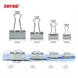 

BINDER CLIP SILVER JOYKO 105SL s/d 155SL | KLIP | PENJEPIT KERTAS WARNA SILVER | 1 DRUM
