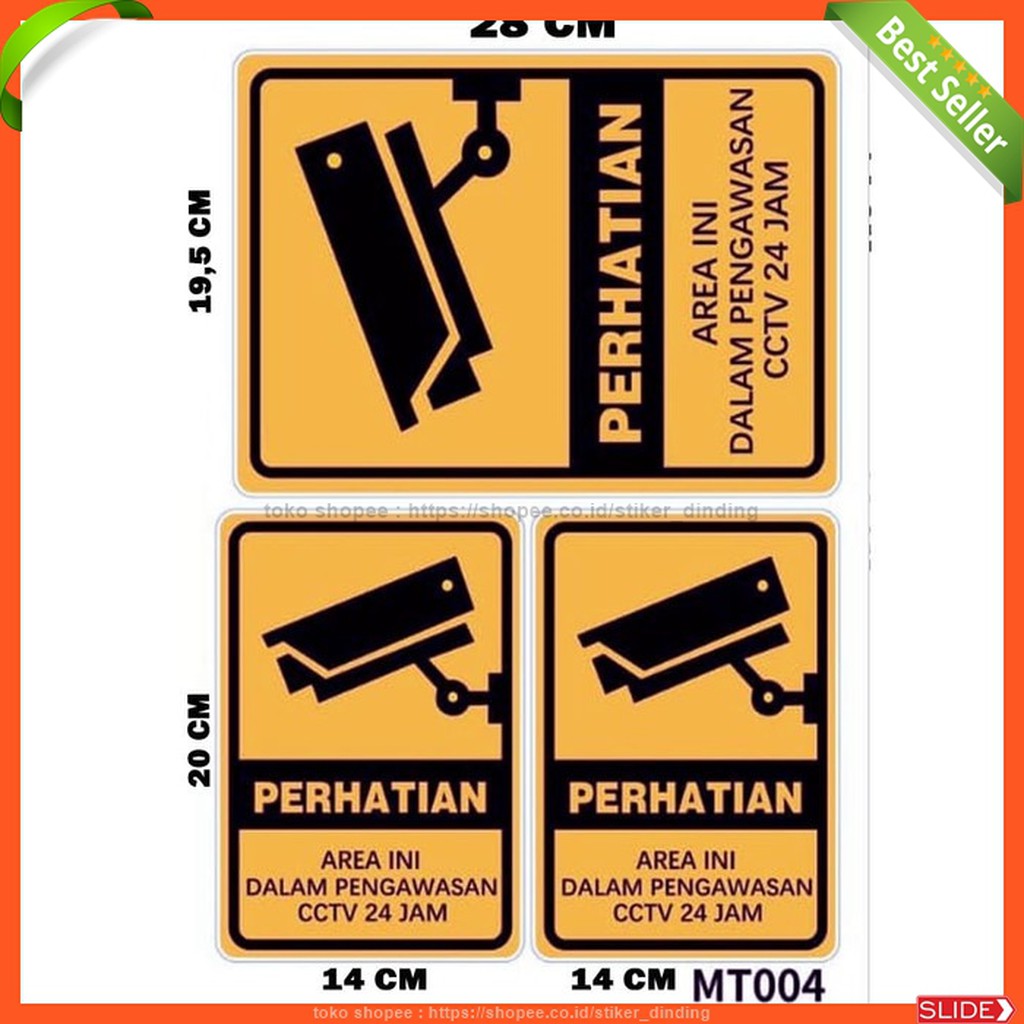 Jual Stiker Tulisan Cctv 3 Label 30x45 Shopee Indonesia