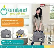 Promo  !! OMILAND Tas Bayi Besar/ Medium/ Kecil Panda Series Abu Saku Print - OBT4331 - TAS BAYI UKURAN BESAR