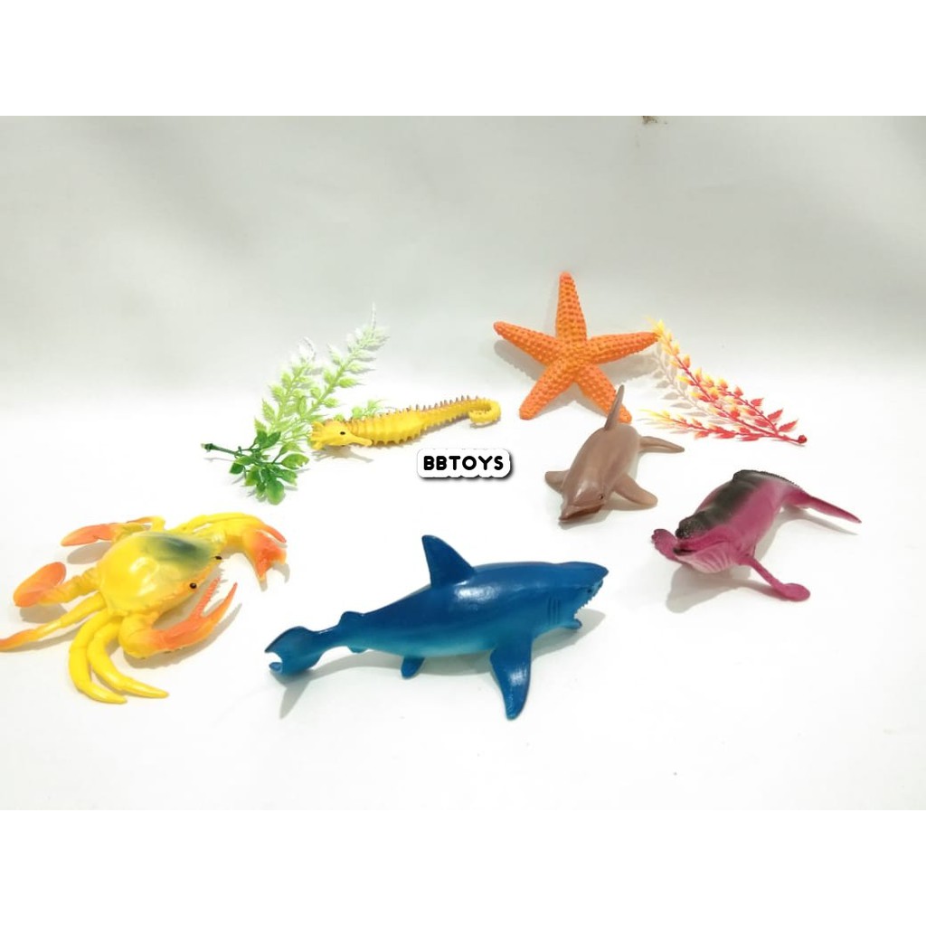 Mainan set binatang Laut Karet - Sea Animal 6pcs - H163S / TS11 / TS12