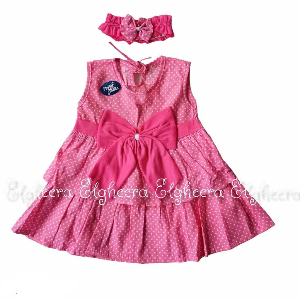 (ELGHEERA) Dress Anak Motif Pita / Baju Anak Murah Tanpa Bando