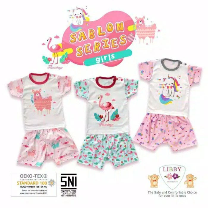 Libby setelan oblong sablon girl series ukuran 2L - Unicorn