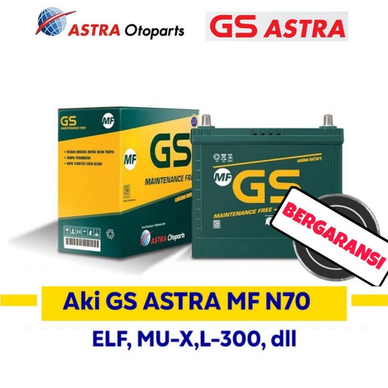 Aki Mobil GS Astra N70 Aki Kering (Maintenance free) 12V / 70 Ah untuk Mobil Elf, Mu-x, L-300, dll