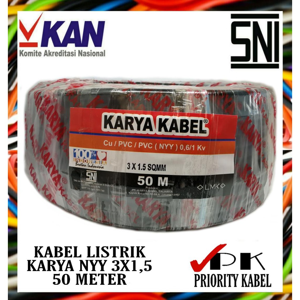 Kabel Listrik Kawat KARYA NYY 3x1,5 3x1.5 50meter (50m)