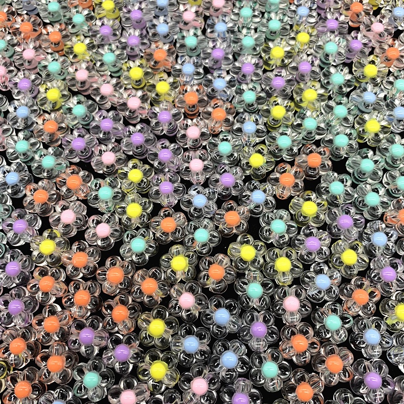30pcs / lot Manik-Manik Bunga Bahan Akrilik Bening 13mm Untuk Membuat Perhiasan DIY