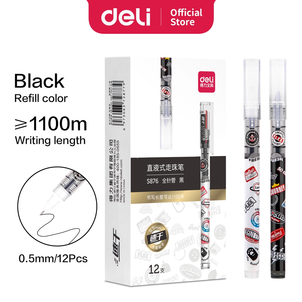 

Deli Roller Pulpen 0.5mm Ujung Kecil, Tinta Cepat Kering, Multilayer S876