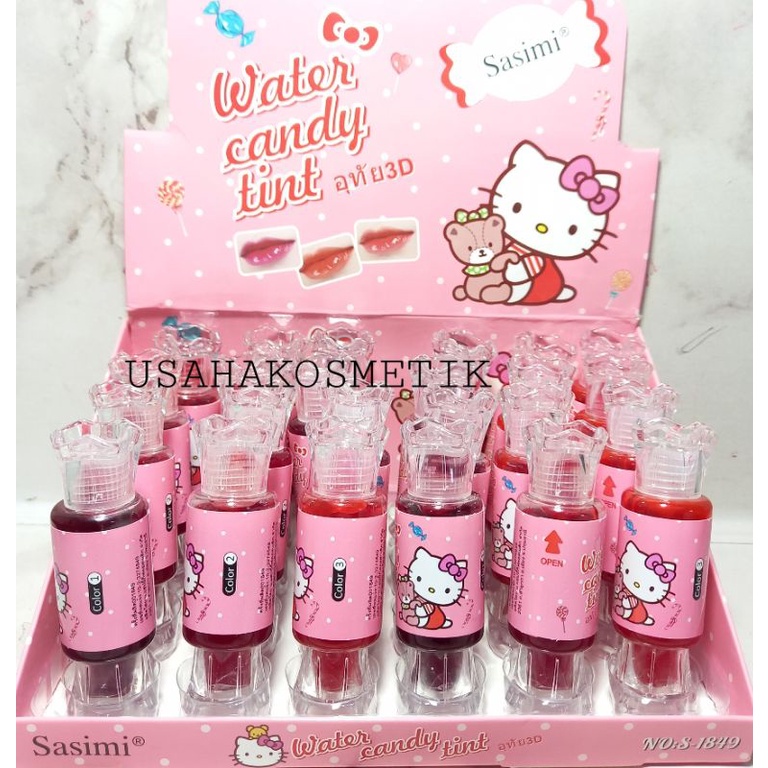 PROMO PERBOX 24PCS  LIP TINT SASIMI WATER CANDY TINT  FRUIT | HELLO KITTY NO.S-1915