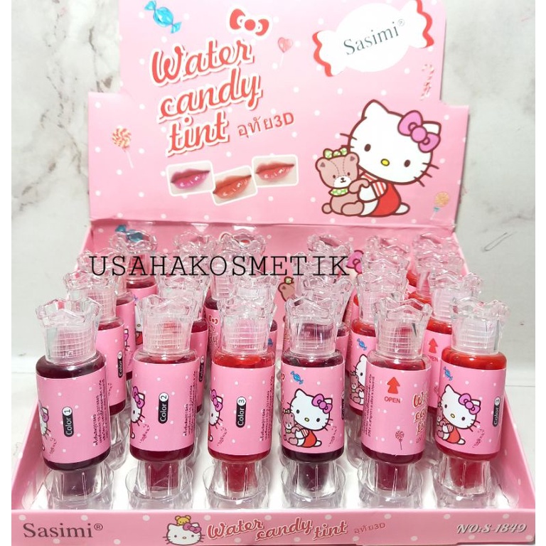 PROMO PERBOX 24PCS  LIP TINT SASIMI WATER CANDY TINT  FRUIT | HELLO KITTY NO.S-1915