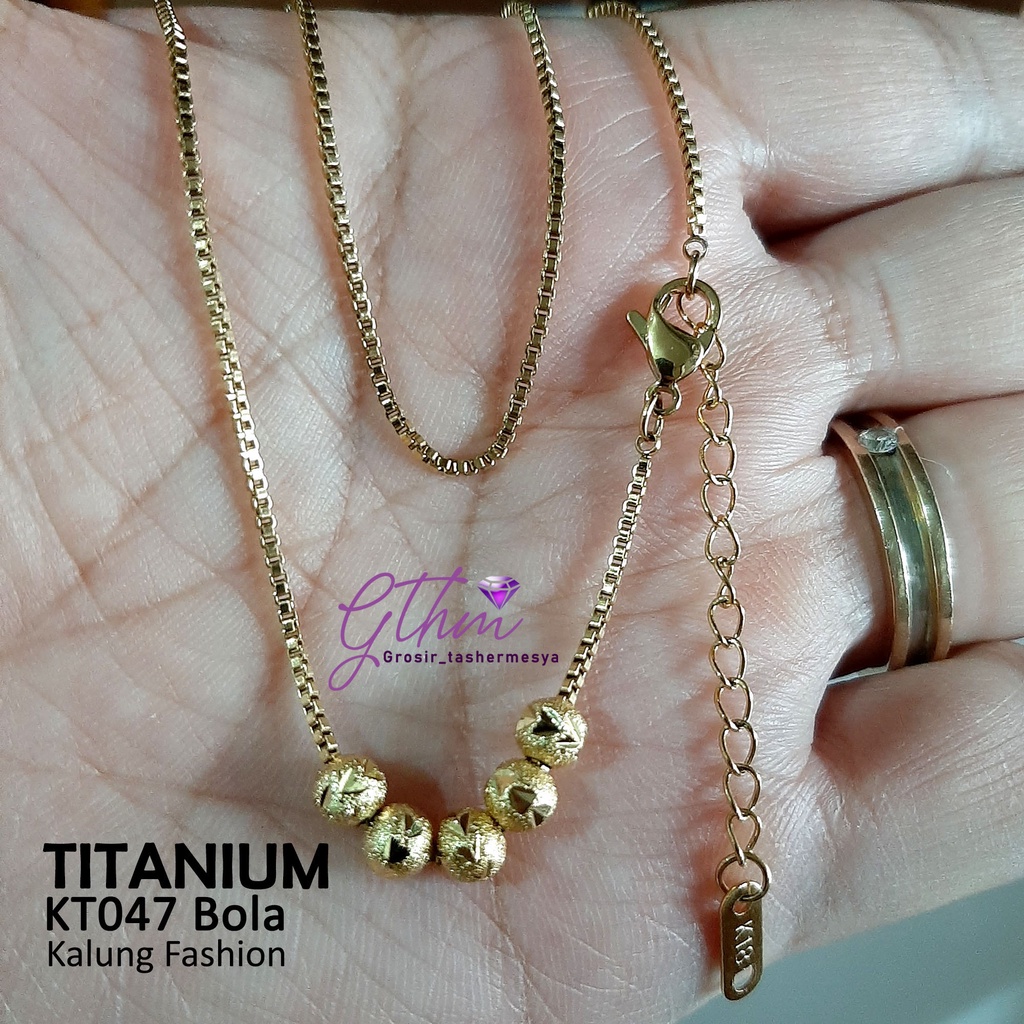 kalung wanita 3 bola titanium kt047