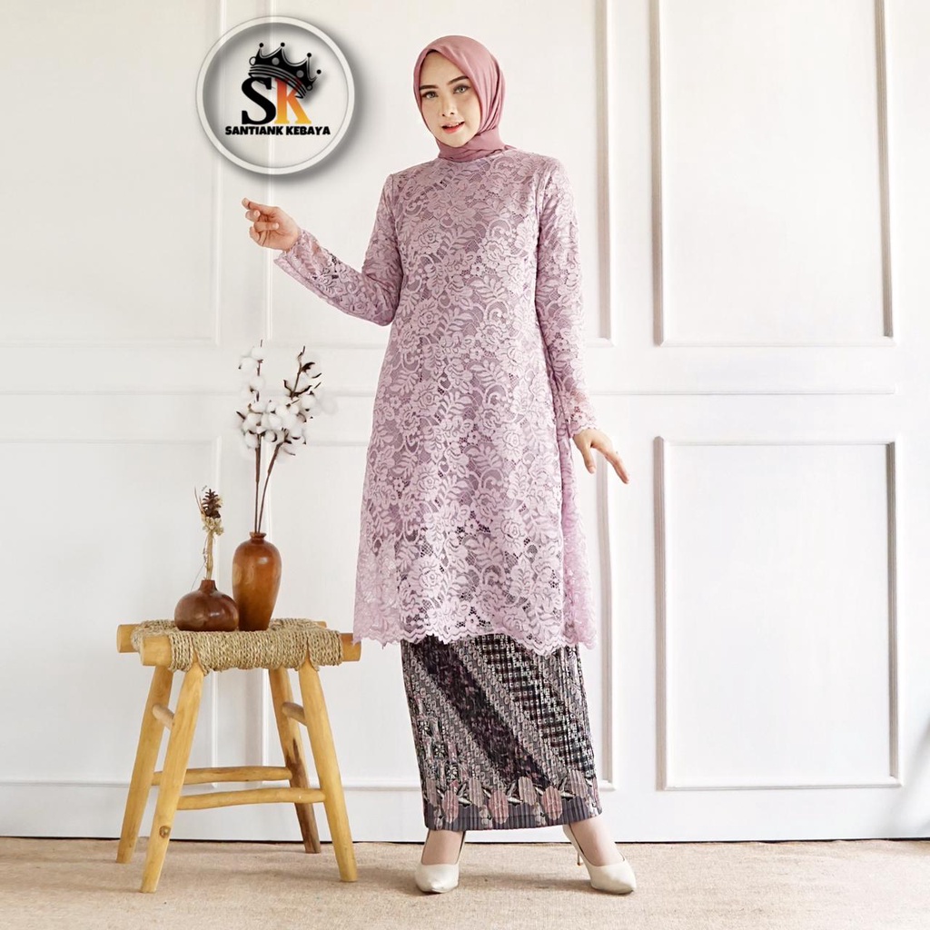Kebaya Tunik Brokat Stelan Kebaya Modern Kebaya Wisuda Baju Kondangan Wanita Set Kebaya Tunik Terbaru