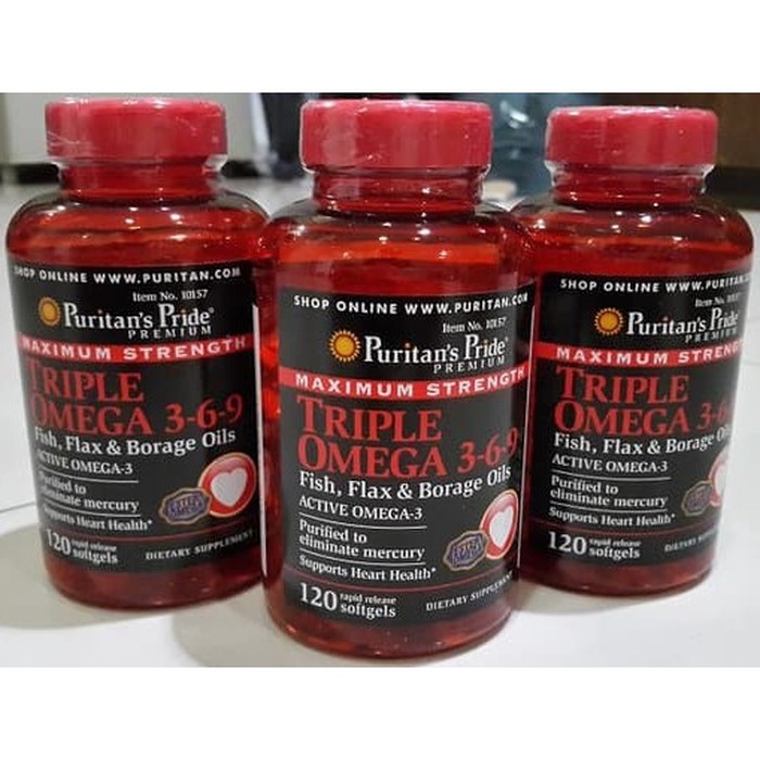Maximum Strength Triple Omega 369 120 Softgel Puritan's Pride USA omg