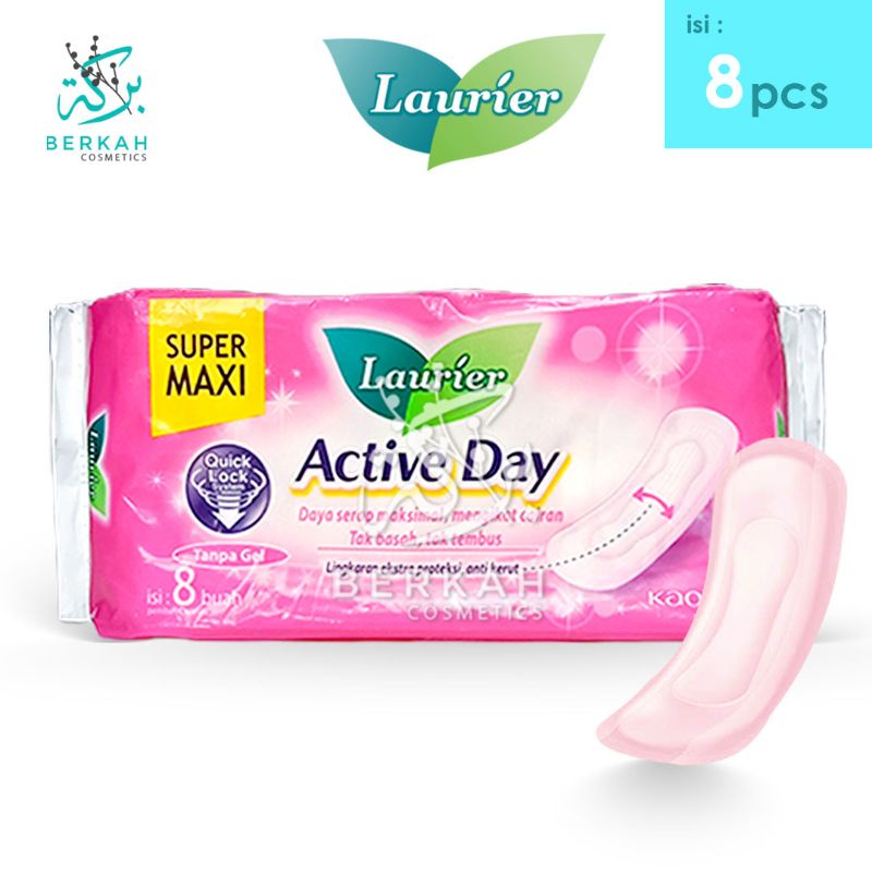 Laurier Super Maxi Active Day Pembalut isi 8/10 pcs (non wings)