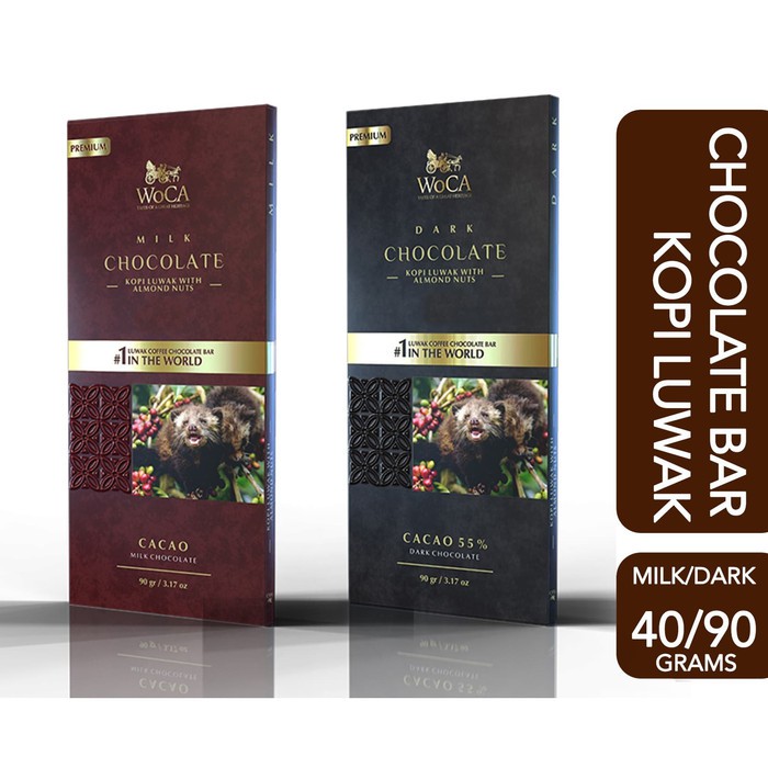 

Spesial WoCA Kopi Luwak Premium Chocolate Bar Dark or Milk - 40 gram,milk chocolate Murah