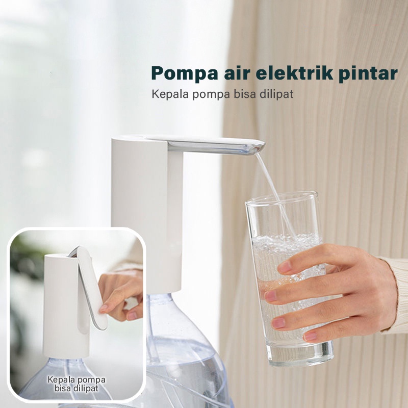 Elektrik Pompa Air Galon Dispenser Air Listrik Lipat 1000mAh Pemompaan Kuantitatif Dapat Memompa 6 Ember Air Sekaligus