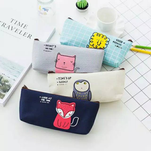 

Pencil case tempat pensil alat tulis kotak pouch Stationary make up motif lucu hewan binatang cute