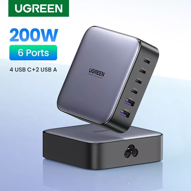 UGREEN Adaptor Power Charger Desktop 200w 6 port USB C MacBook Nexode