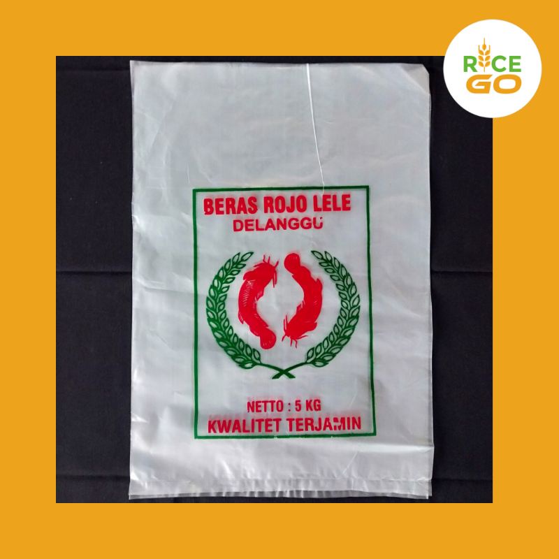 (COD) KANTONG KEMASAN PLASTIK BERAS ROJOLELE 5KG WARNA HIJAU bisa cod