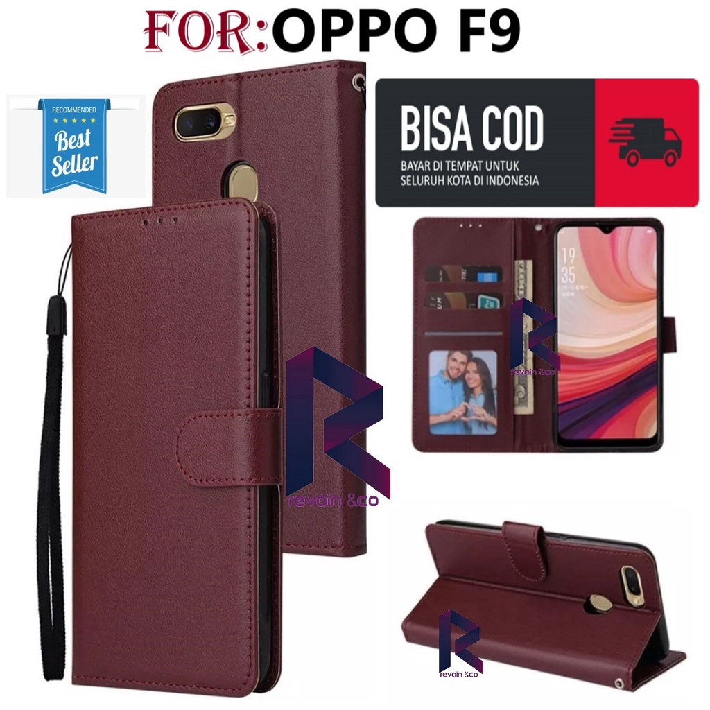 CASE OPPO F9 FLIP WALLET LEATHER KULIT PREMIUM SARUNG BUKA TUTUP FLIP CASE OPPO F9