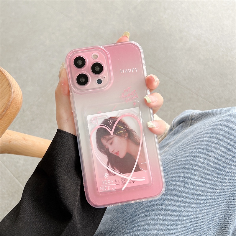 Soft Case Pelindung Desain Hati Warna Gradasi Anti Jatuh Untuk iPhone 14 13 12 Pro MAX 11 X XR XS MAX 7 8 Plus