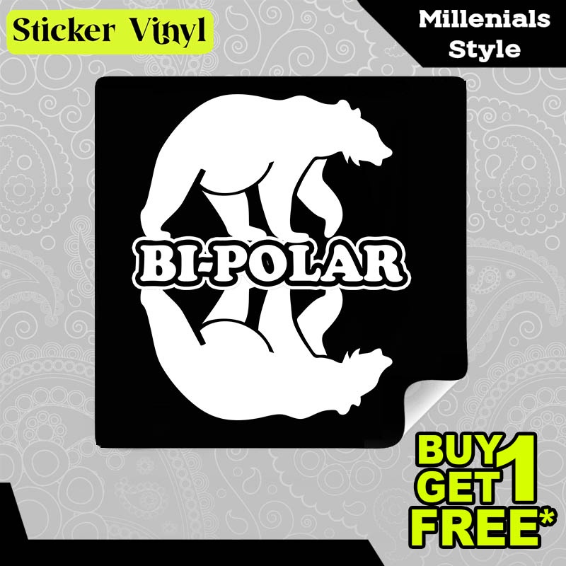 

Stiker Sticker Bi Polar Bear Beruang Kutub Gambar Unik Desain Keren dan Kekinian Aesthetic Bahan Vinyl Satuan Anti Air