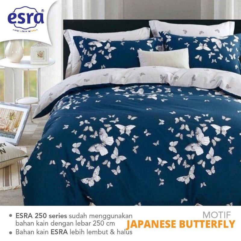 Bahan Kain Sprei Katun Lokal CVC Meteran | Merk ESRA | Motif JAPANESE BUTTERFLY