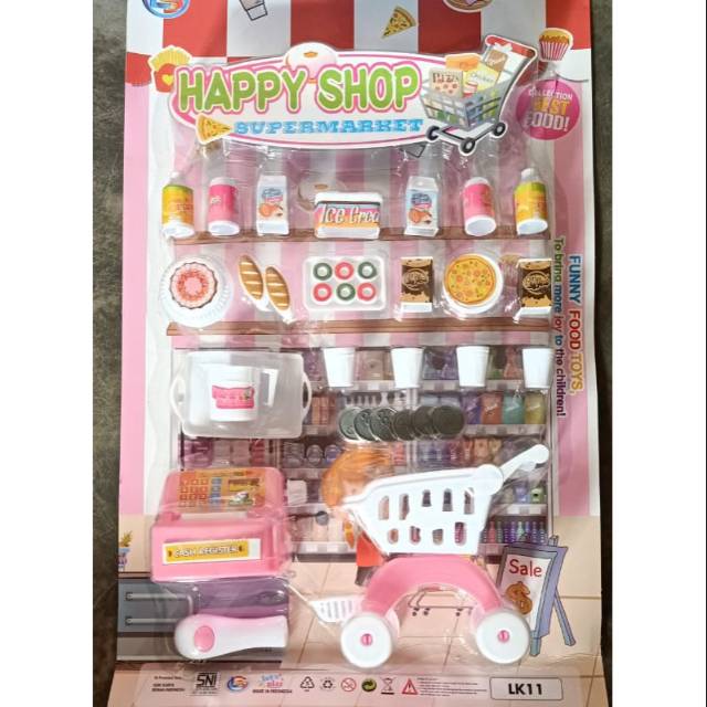 LK 11 HAPPY SHOP FOOD / MAINAN SUPERMARKET ADA MESIN KASIR DAN TROLLY MINI MAINAN ANAK EDUKASI