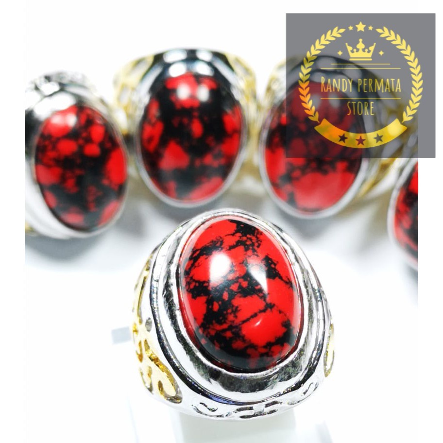 Batu Akik Pirus Serat Merah Top Colour