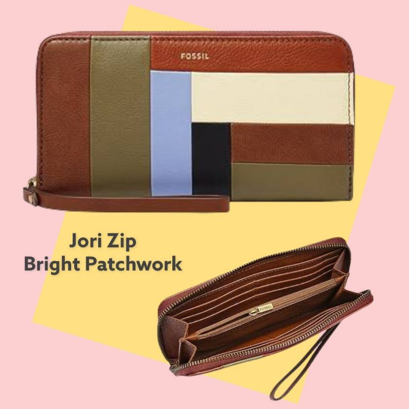 Dompet Fossil RFID Jori Zip Bright Patchwork-Dompet Fossil Wanita