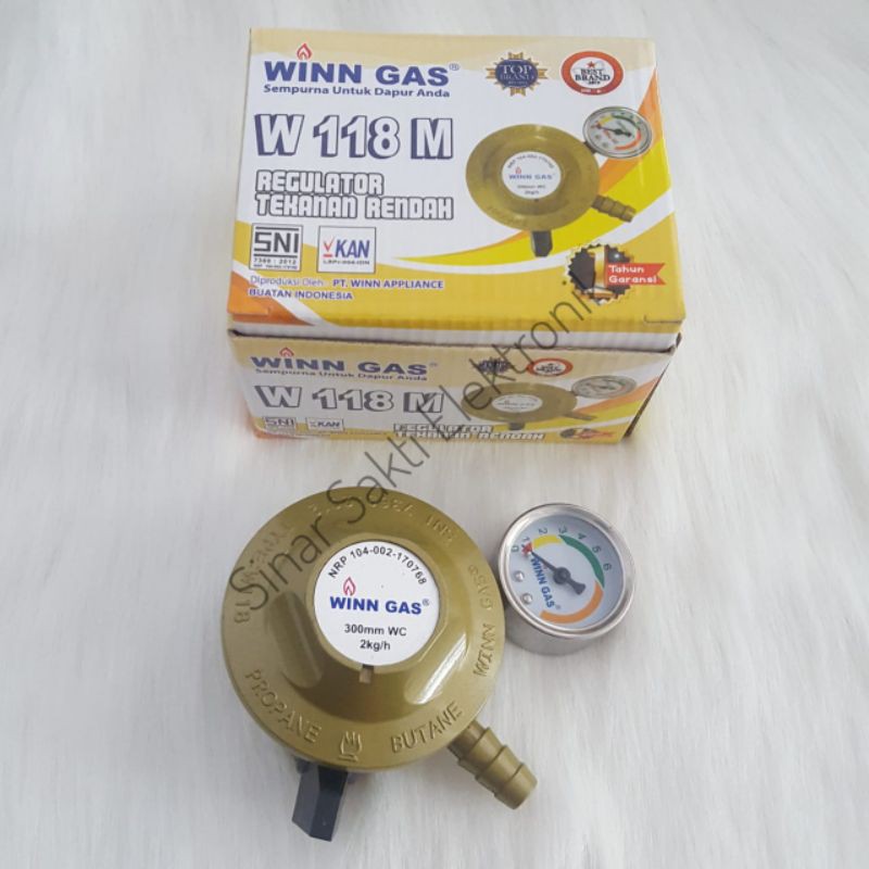 Regulator kompor gas Winn Gas + meter W 118 SNI aman