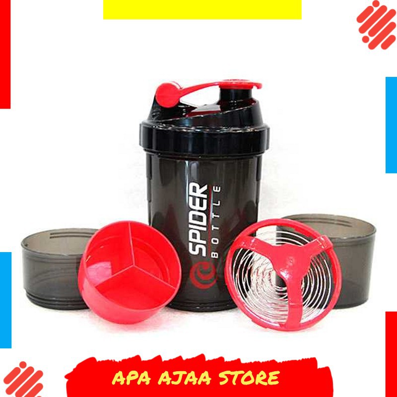 Terlariss !! Spider Botol Minum Whey Protein GYM Shaker 3 Part 500ml