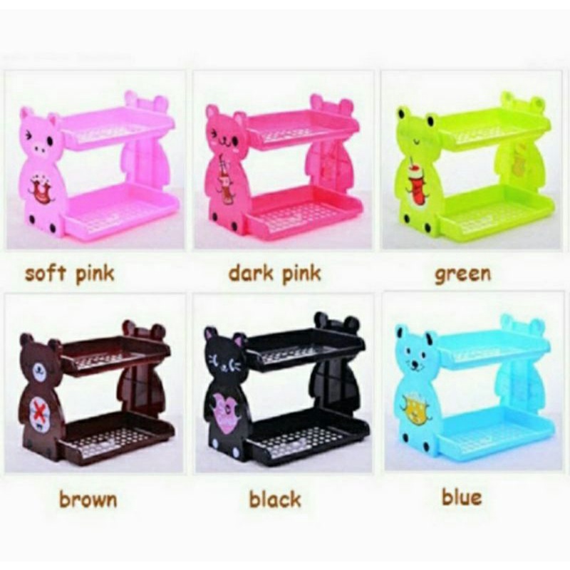 Rak Dua Susun Multifungsi Bentuk Cute Motif Karakter (Rack Animal Double Shelf)