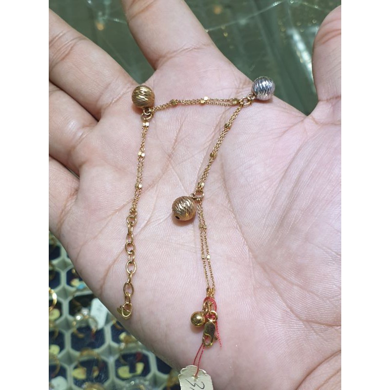 gelang jedar emas 375 dua layer gabdolan bola kombinasi