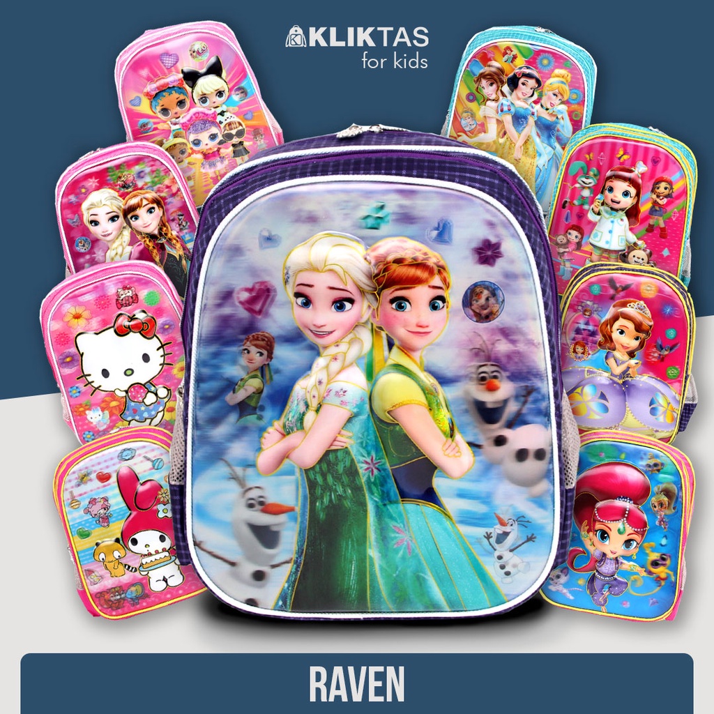 [KLIKTAS] Tas ransel anak perempuan Raven 209 sekolah TK PAUD SD gambar timbul