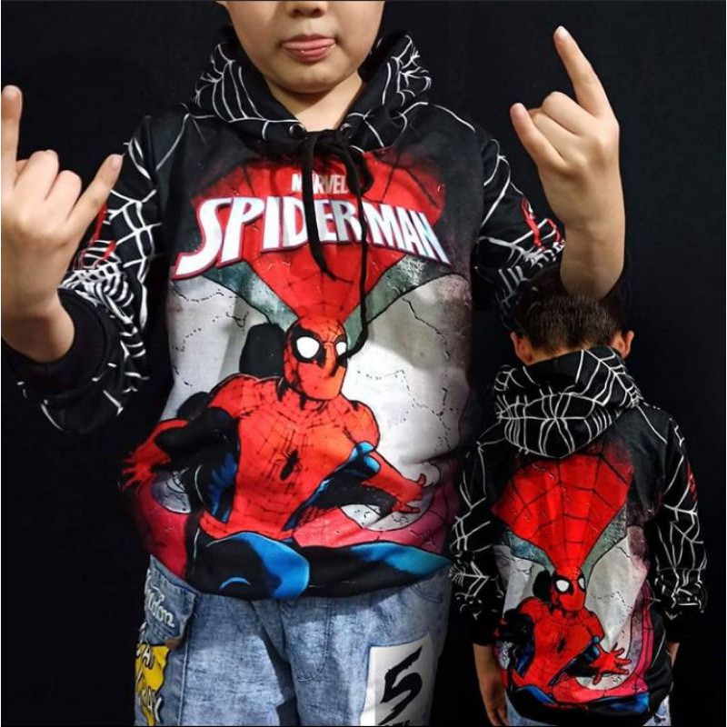 sweater hoodie anak motif spiderman