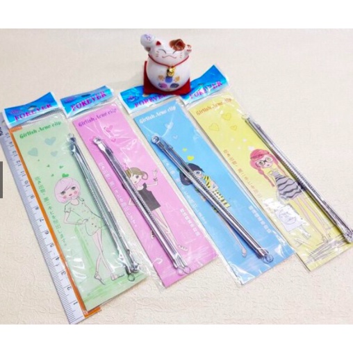 Pinset Alat Pencabut Set Pengangkat Pencetan Komedo Jerawat Blackhead Remover Kit Stainless Steel facial kecantikan