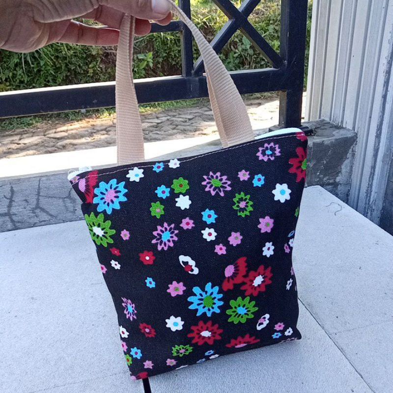 tas kanvas mini souvenir, tas kosmetik, tastotebag, tas wanita