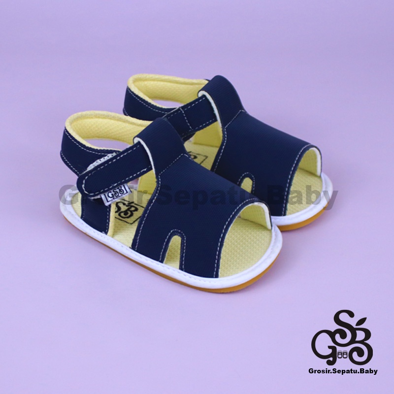 sandal bayi sepatu bayi sendal bayi laki laki perempuan prewalker bayi  umur 2 - 12 bulan model casual S02 polos NAVY ringan fleksibel &amp; Anti Slip