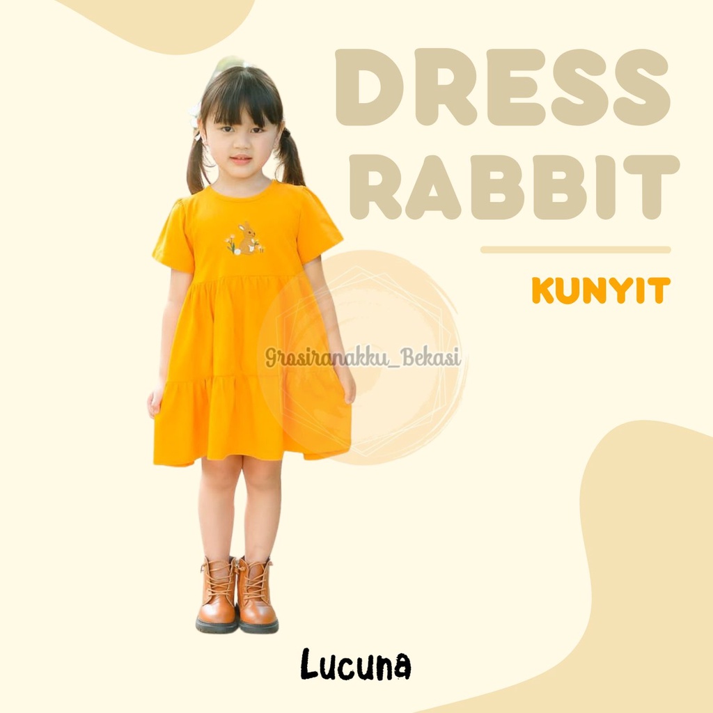 Dress Anak Rabbit Lucuna  Warna Kunyit Size 1-5 Thn