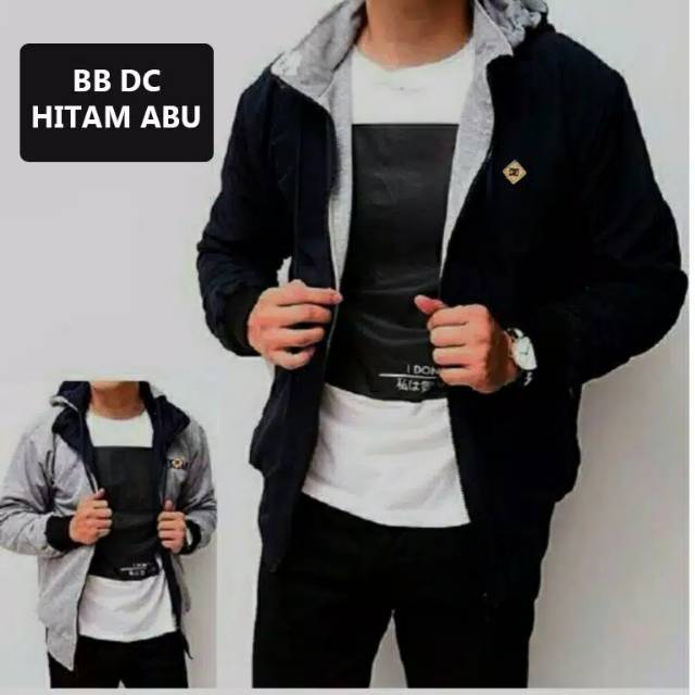 JAKET BBC DC HITAM ABU 2 IN 1