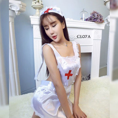 [LIMITED STOCK] KOSTUM SEXY LINGERIE CELEMEK NURSE BAJU KOSTUM PERAWAT SEKSI PUTIH CL07A