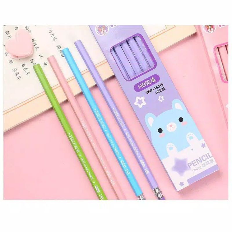 Pensil Tulis HB ANIMAL 1 SET ISI 12 PCS Pensil HB Sekolah