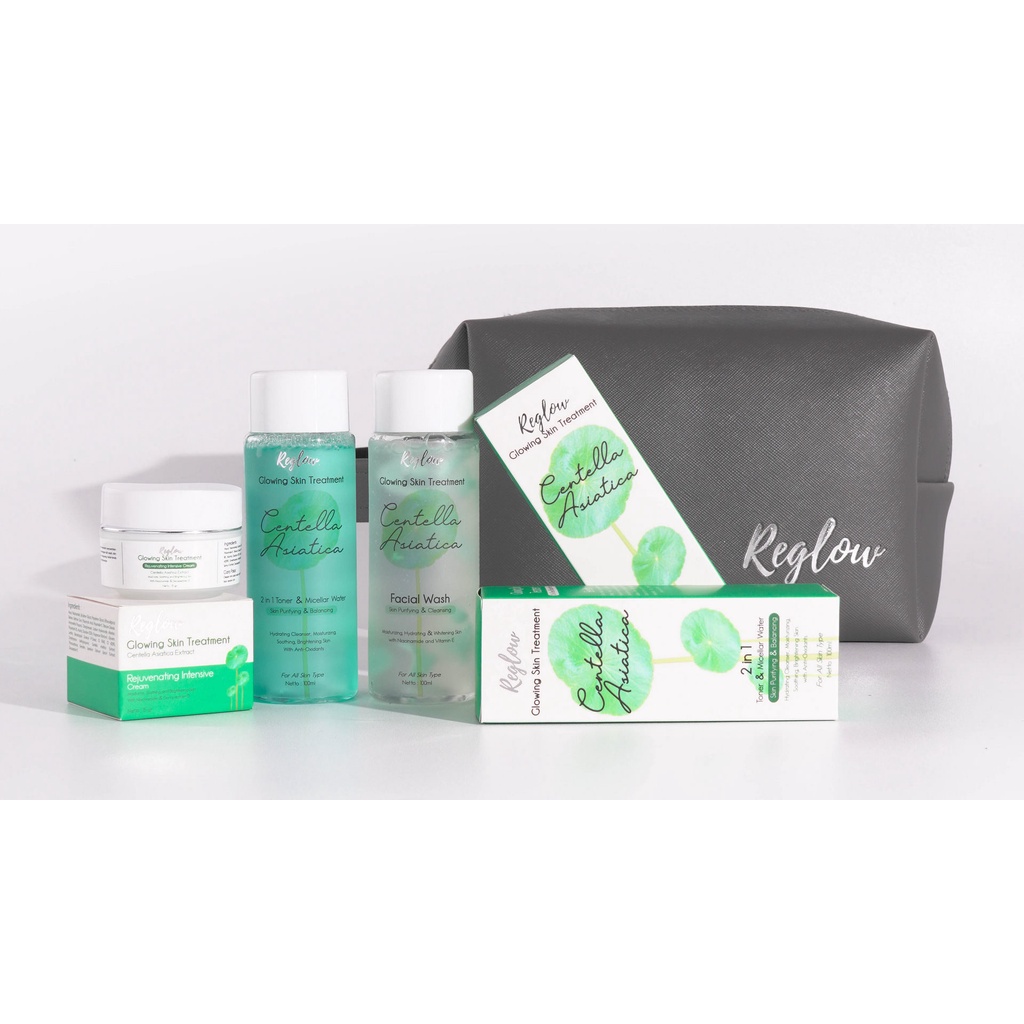 Paket Cream Facialwash Toner REGLOW Utk menghilangkan Flek Jerawat Kerutan-1 paket + Bonus