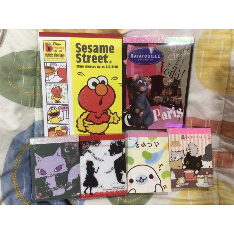 

SANRIO SAN-X DISNEY MEMO PAD ORIGINAL JAPAN SESAME STREET CAT ALICE RATATOUILLE