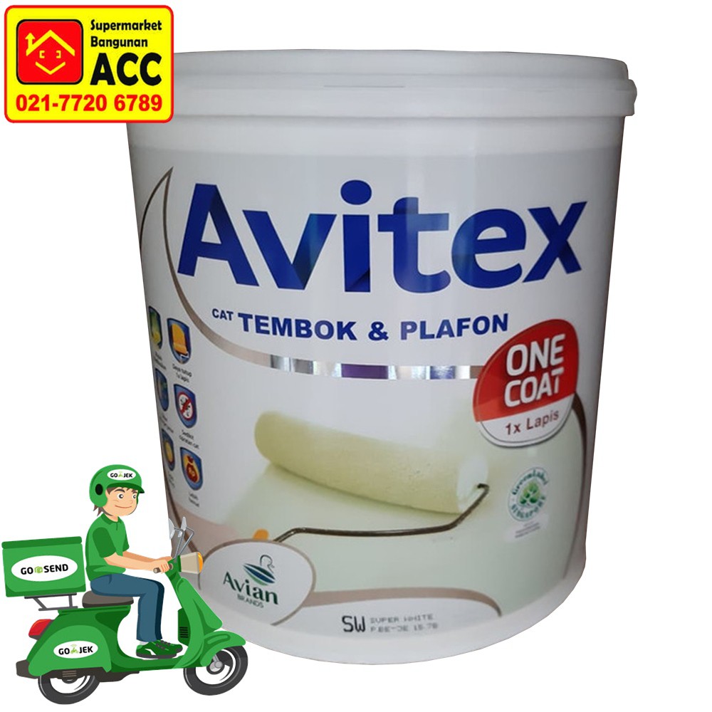 Jual Avitex One Coat Cat Tembok And Plafon Super White 5 Kg Shopee Indonesia 9179