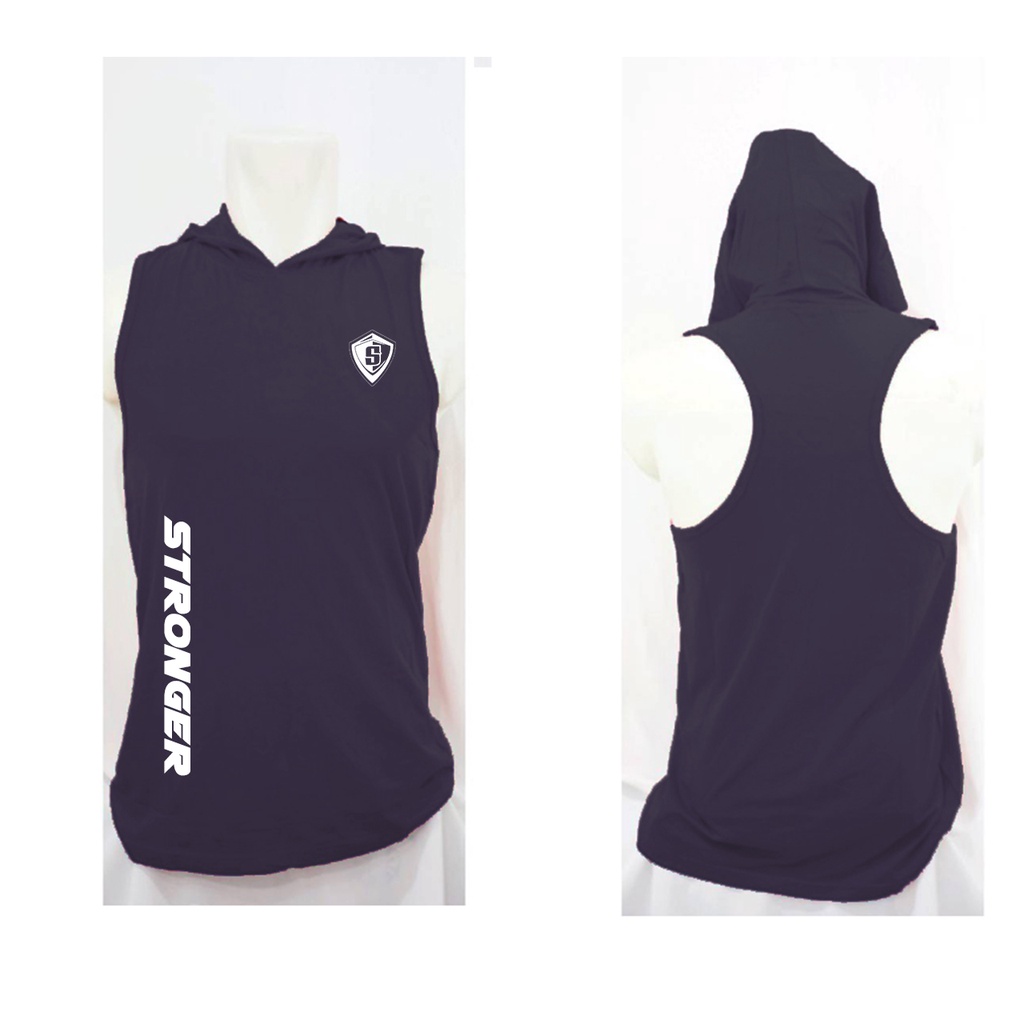 Singlet Hoodie Gym Pria Stronger Side