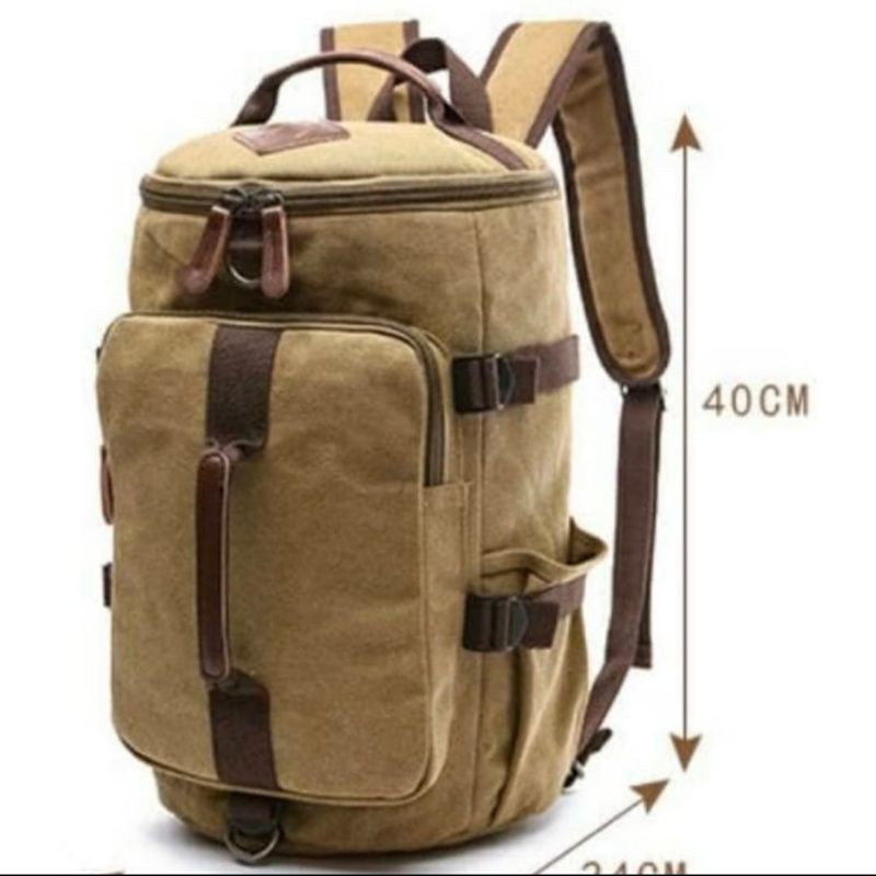 TAS MULTIFUNGSI/TAS RANSEL/TAS KANVAS PRIA KHAKI